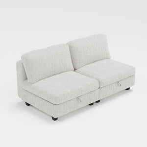 English Elm Modular Sectional Sofa with Hidden Storage in Every Seat Solid Wood Frame Fabric Beige W680S00170