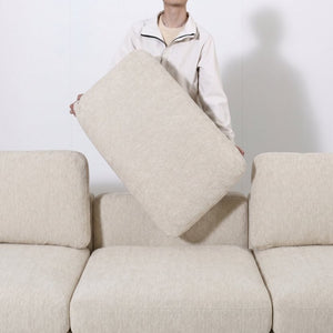 English Elm Modular Sectional Sofa with Hidden Storage Sleeper Convertible 8 Seat Fabric Set Beige W680S00172