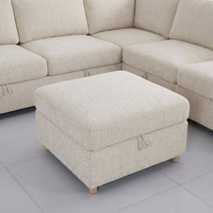 English Elm Modular Sectional Sofa with Hidden Storage Sleeper Eight Seat Fabric Living Room Beige W680S00173