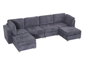 English Elm Modular Sectional Sofa with Hidden Storage Sleeper Eight Seat Fabric Living Room Grey W680S00174