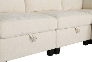 English Elm Armless Modular Sofa Set of 4 Units with Hidden Storage and Pocket Spring Cushions White W680S00177