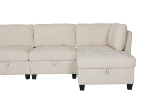 English Elm Armless Modular Sofa Set of 4 Units with Hidden Storage and Pocket Spring Cushions White W680S00177
