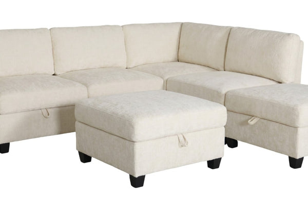 English Elm Armless Modular Sofa Set of 4 Units with Hidden Storage and Pocket Spring Cushions White W680S00177