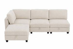 English Elm Armless Modular Sofa Set of 4 Units with Hidden Storage and Pocket Spring Cushions White W680S00177