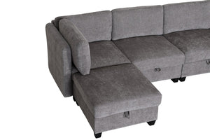 English Elm Armless Modular Sofa Set of 4 Units with Hidden Storage and Pocket Spring Cushions Grey W680S00178