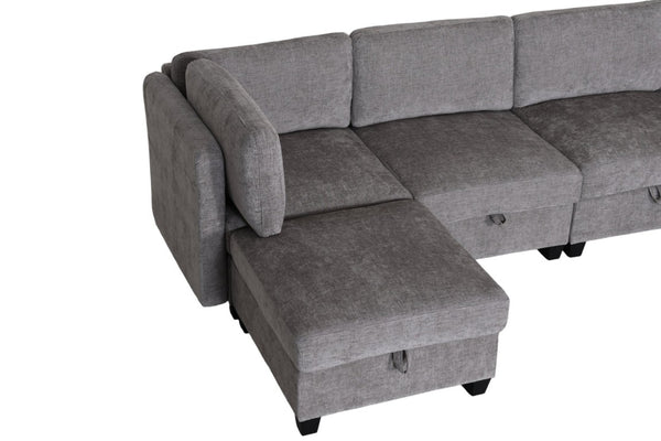 English Elm Armless Modular Sofa Set of 4 Units with Hidden Storage and Pocket Spring Cushions Grey W680S00178