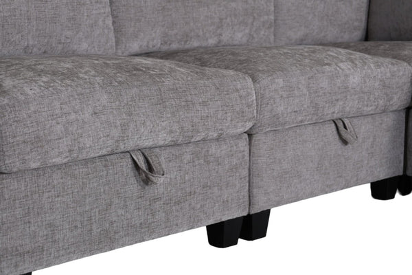English Elm Armless Modular Sofa Set of 4 Units with Hidden Storage and Pocket Spring Cushions Grey W680S00178