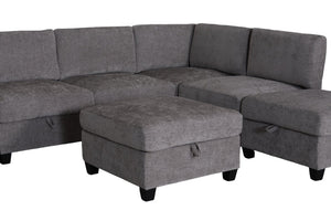 English Elm Armless Modular Sofa Set of 4 Units with Hidden Storage and Pocket Spring Cushions Grey W680S00178
