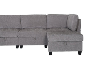 English Elm Armless Modular Sofa Set of 4 Units with Hidden Storage and Pocket Spring Cushions Grey W680S00178