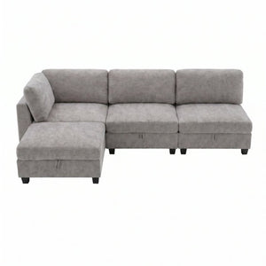 English Elm Armless Modular Sofa Set of 4 Units with Hidden Storage and Pocket Spring Cushions Grey W680S00178