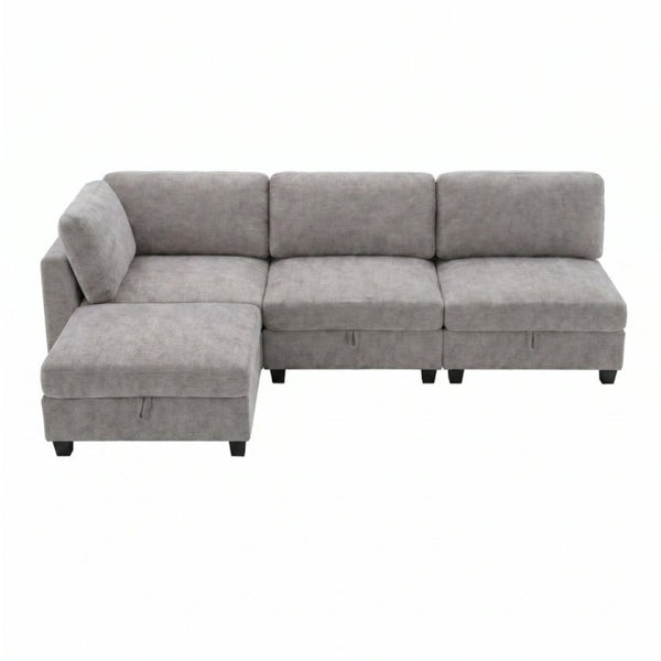English Elm Armless Modular Sofa Set of 4 Units with Hidden Storage and Pocket Spring Cushions Grey W680S00178