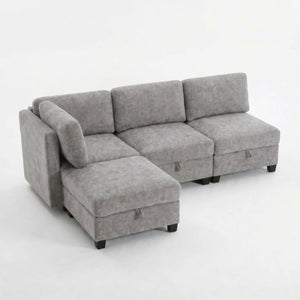 English Elm Armless Modular Sofa Set of 4 Units with Hidden Storage and Pocket Spring Cushions Grey W680S00178