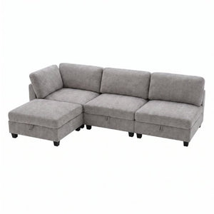 English Elm Armless Modular Sofa Set of 4 Units with Hidden Storage and Pocket Spring Cushions Grey W680S00178