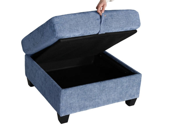 English Elm Armless Modular Sofa Set of 4 Units with Hidden Storage and Pocket Spring Cushions Blue W680S00179