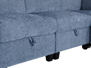 English Elm Armless Modular Sofa Set of 4 Units with Hidden Storage and Pocket Spring Cushions Blue W680S00179