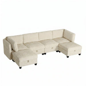 English Elm Armless Modular Six Piece Sectional Sofa with Hidden Storage and Convertible Sleeper Design W680S00180