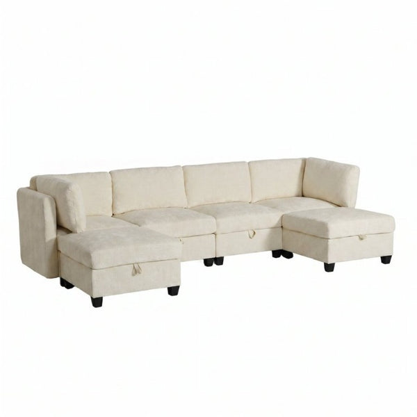 English Elm Armless Modular Six Piece Sectional Sofa with Hidden Storage and Convertible Sleeper Design W680S00180