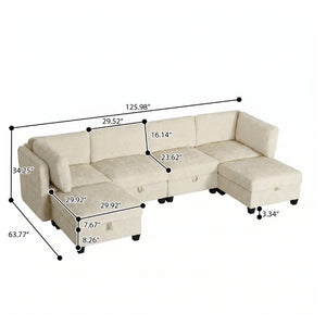 English Elm Armless Modular Six Piece Sectional Sofa with Hidden Storage and Convertible Sleeper Design W680S00180