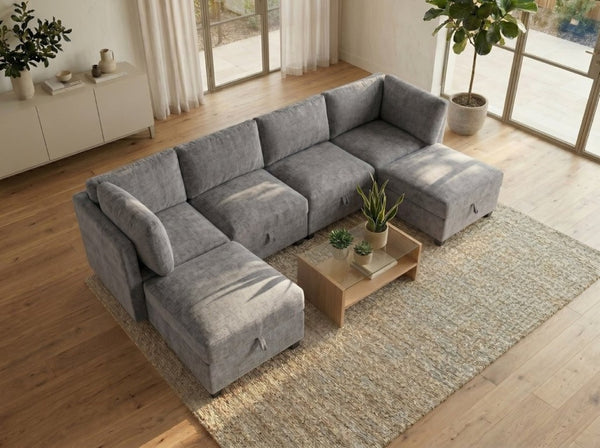 English Elm Armless Modular Sectional Sofa with Hidden Storage and Pocket Spring Foam Cushion Seating Grey W680S00181
