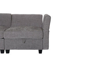 English Elm Armless Modular Sectional Sofa with Hidden Storage and Pocket Spring Foam Cushion Seating Grey W680S00181
