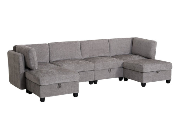 English Elm Armless Modular Sectional Sofa with Hidden Storage and Pocket Spring Foam Cushion Seating Grey W680S00181