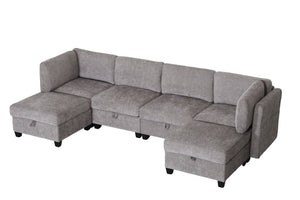 English Elm Armless Modular Sectional Sofa with Hidden Storage and Pocket Spring Foam Cushion Seating Grey W680S00181