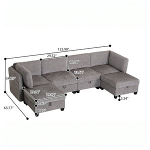 English Elm Armless Modular Sectional Sofa with Hidden Storage and Pocket Spring Foam Cushion Seating Grey W680S00181