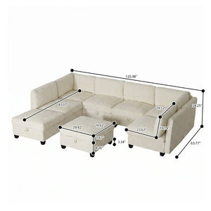 English Elm Armless Modular 8 Piece Sectional Sofa with Hidden Storage and Pocket Spring Cushions White W680S00183