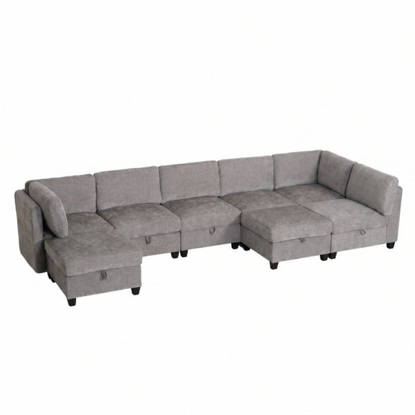 English Elm Armless Modular 8 Piece Sectional Sofa with Hidden Storage and Pocket Spring Cushions Grey W680S00184