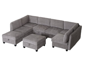 English Elm Armless Modular 8 Piece Sectional Sofa with Hidden Storage and Pocket Spring Cushions Grey W680S00184