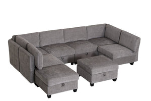 English Elm Armless Modular 8 Piece Sectional Sofa with Hidden Storage and Pocket Spring Cushions Grey W680S00184