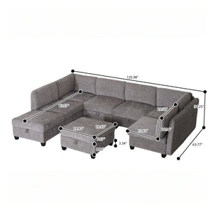 English Elm Armless Modular 8 Piece Sectional Sofa with Hidden Storage and Pocket Spring Cushions Grey W680S00184