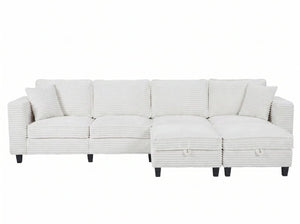 English Elm Modular Corduroy Sectional Sofa with Built-in Storage for Living Room Lounging W680S00186