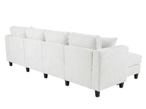 English Elm Modular Corduroy Sectional Sofa with Built-in Storage for Living Room Lounging W680S00186