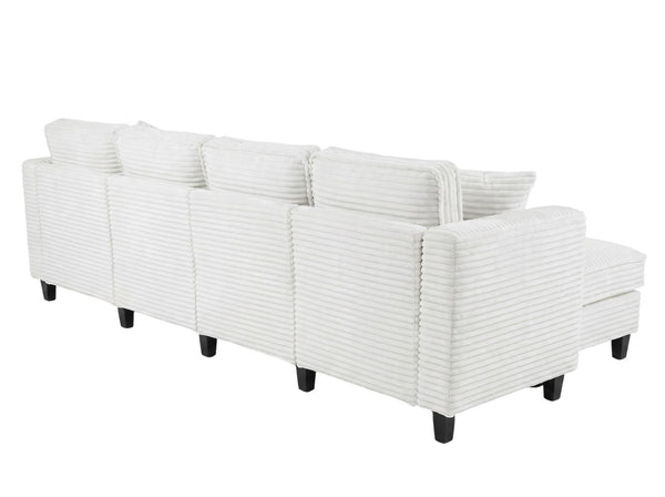 English Elm Modular Corduroy Sectional Sofa with Built-in Storage for Living Room Lounging W680S00186