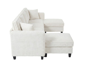 English Elm Modular Corduroy Sectional Sofa with Built-in Storage for Living Room Lounging W680S00186