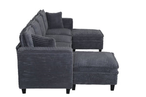 English Elm Modular Corduroy Sectional Sofa with Built-in Storage for Living Room Lounging Gray W680S00198