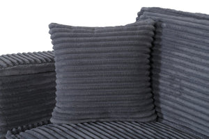English Elm Modular Corduroy Sectional Sofa with Built-in Storage for Living Room Lounging Gray W680S00198