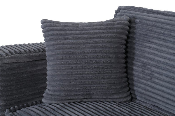 English Elm Modular Corduroy Sectional Sofa with Built-in Storage for Living Room Lounging Gray W680S00198