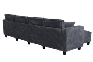 English Elm Modular Corduroy Sectional Sofa with Built-in Storage for Living Room Lounging Gray W680S00198
