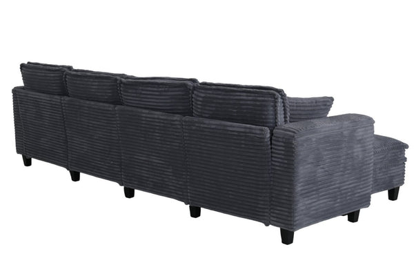 English Elm Modular Corduroy Sectional Sofa with Built-in Storage for Living Room Lounging Gray W680S00198
