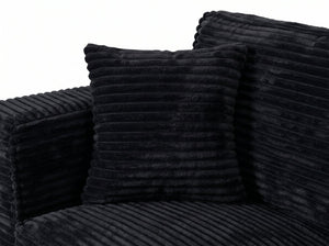 English Elm Modular Corduroy Sectional Sofa with Built-in Storage for Living Room Lounging Black W680S00199