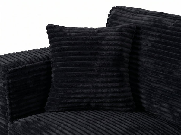 English Elm Modular Corduroy Sectional Sofa with Built-in Storage for Living Room Lounging Black W680S00199