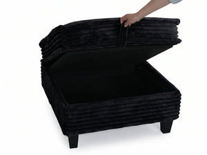 English Elm Modular Corduroy Sectional Sofa with Built-in Storage for Living Room Lounging Black W680S00199