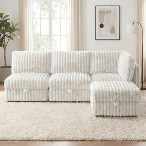 English Elm Armless Modular Sectional Sofa Set with Hidden Storage and Sleeper for Living Room Beige W680S00200