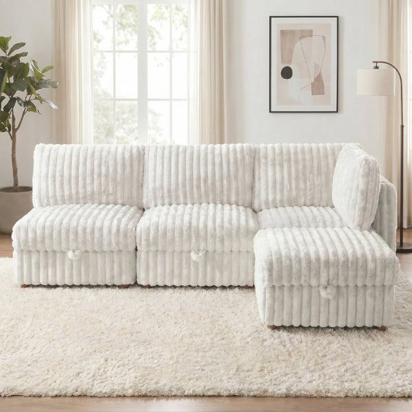 English Elm Armless Modular Sectional Sofa Set with Hidden Storage and Sleeper for Living Room Beige W680S00200