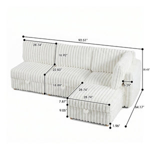 English Elm Armless Modular Sectional Sofa Set with Hidden Storage and Sleeper for Living Room Beige W680S00200