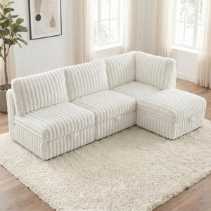 English Elm Armless Modular Sectional Sofa Set with Hidden Storage and Sleeper for Living Room Beige W680S00200