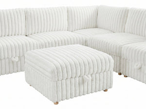 English Elm Armless Modular Sectional Sofa Set with Hidden Storage and Sleeper for Living Room Beige W680S00200