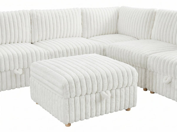 English Elm Armless Modular Sectional Sofa Set with Hidden Storage and Sleeper for Living Room Beige W680S00200